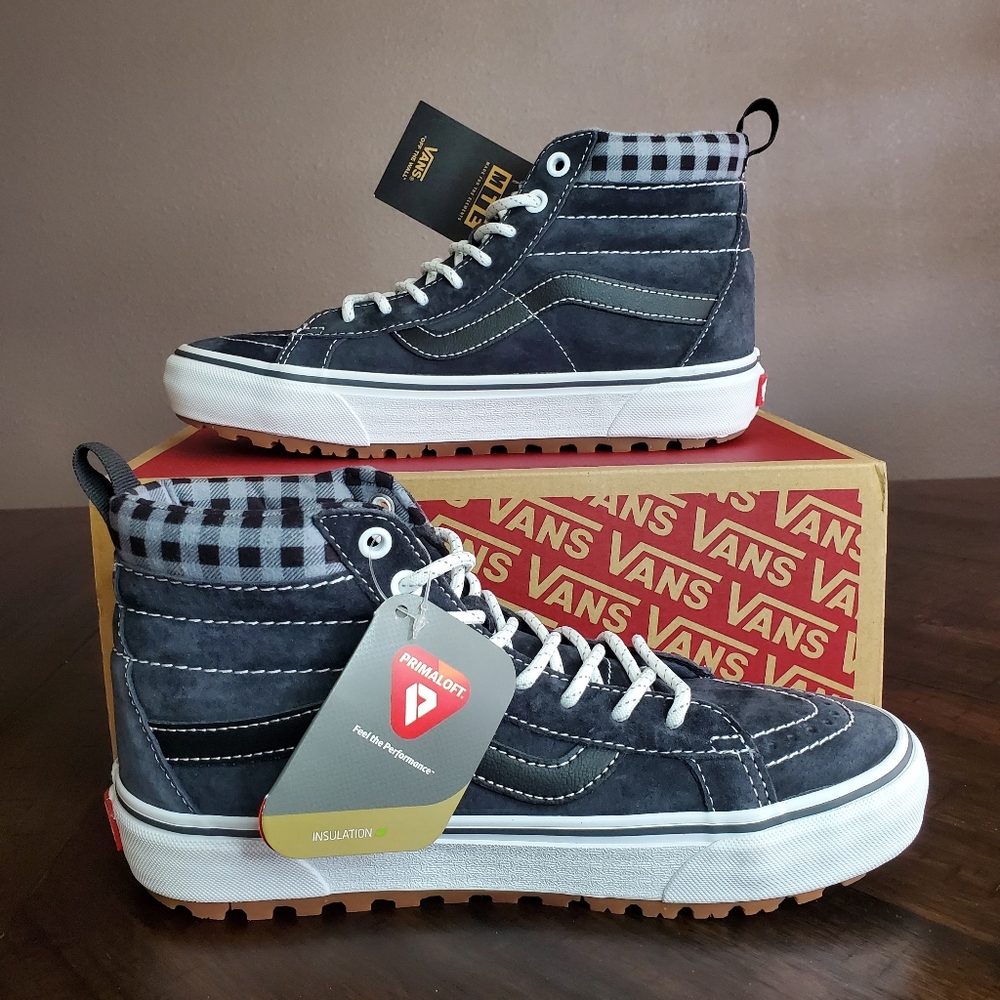 Vans Sk8-Hi MTE 1 Plaid Grey/White Women Size 8.5, Men Size 7 - Picture 2 of 15